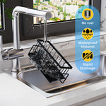 HASTHIP® Sponge Holder for Kitchen Sink, Stainless Steel Sink Caddy with Self Drain Tray, Rustproof Kitchen Sink Organizer Brush Caddy Sponge Rack for Kitchen Accessories, 23x10x12cm