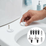 HASTHIP 6-Piece Toilet Seat Fixing Kit with Black Stainless Steel Hinges and Top-Fix Rubber Nuts