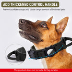 HASTHIP® Tactical AirTag Dog Collar, 2 in 1 AirTag Dog Collar, with Handle & D Ring Heavy Duty Dog Colla, Adjustable Air Tag Accessories Pet Collar for Small Medium Large Dogs(Neck Size 42-52CM)