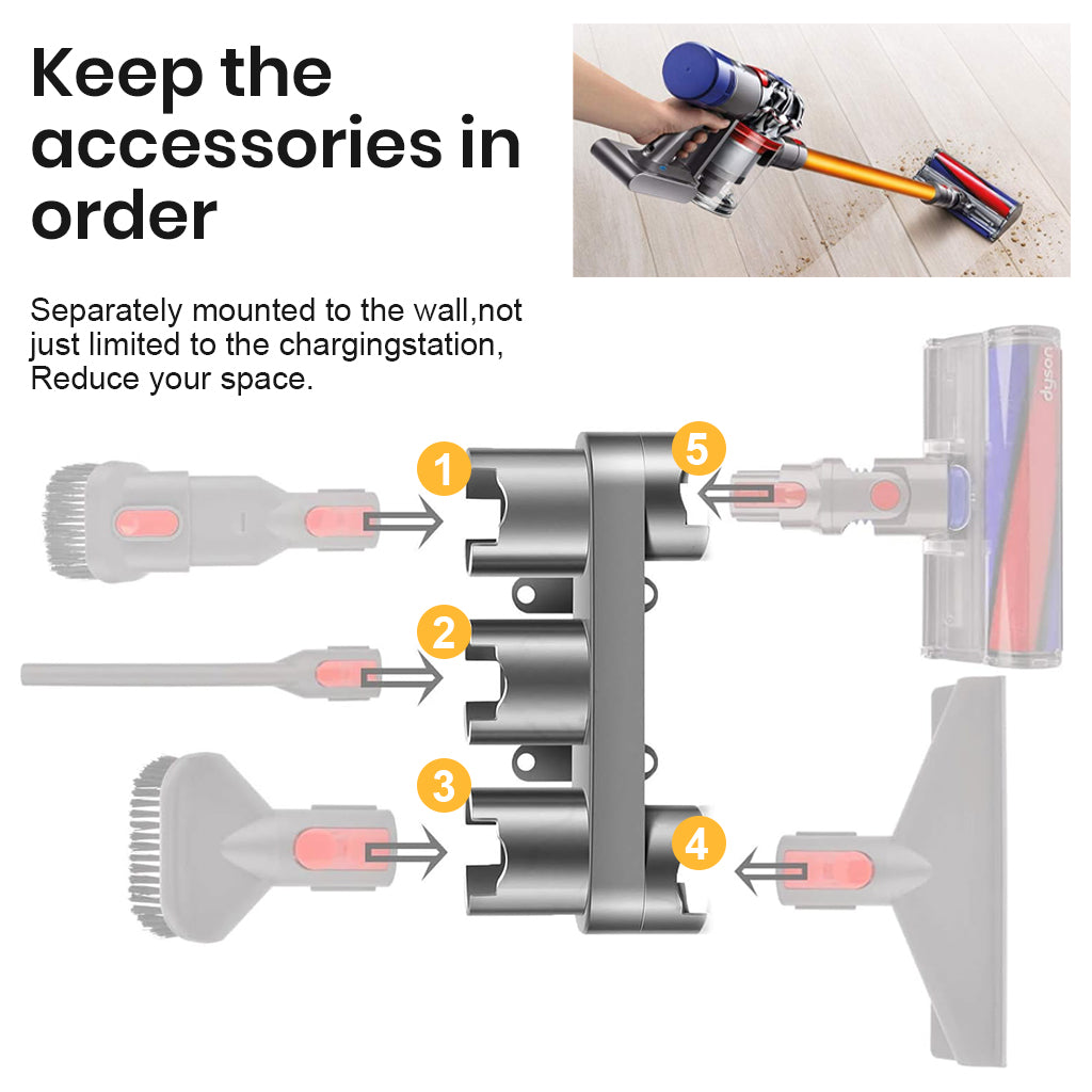 HASTHIP® Attachment Organizer Holder for Dyson Vacuum Cleaner Series, Accessory Holder Rack Wall Mounted Holder Organzier Accessories Organzier for Dyson V7 V8 V10 V11 Vacuum Cleaner Attachment.