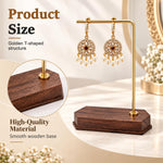 HASTHIP Earring Display Stand with Metal Frame, Wooden Base and Bronze Finish, 11.5 cm Tall