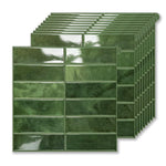 HASTHIP 10-Piece Green Peel-and-Stick Backsplash Tiles, Waterproof and Oil-Resistant
