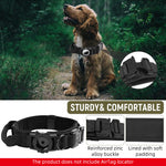HASTHIP® Tactical AirTag Dog Collar, 2 in 1 AirTag Dog Collar, with Handle & D Ring Heavy Duty Dog Colla, Adjustable Air Tag Accessories Pet Collar for Small Medium Large Dogs(Neck Size 42-52CM)