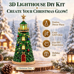 HASTHIP DIY Mosaic Lighthouse Building Kit with Warm LED Light for Christmas Tabletop Decor