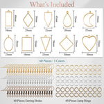HASTHIP 180-Piece Open Bezel Resin Jewelry Kit with 10 Shapes, 3 Finishes and Earring Hooks