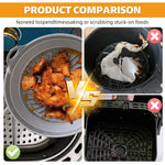 HASTHIP® Air Fryer Silicone Pot 7.9'' Non-Stick Silicone Air Fryer Liner, Silicone Liners for Air Fryer, Folding Round Air Fryer Oven Pot Foodgrade Silicone Air Fryer Liners with Handles (Grey)
