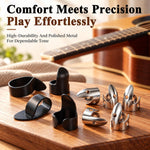 HASTHIP Adjustable 8-Piece Finger and Thumb Picks for Banjo and Guitar, Stainless Steel, Silver and Black