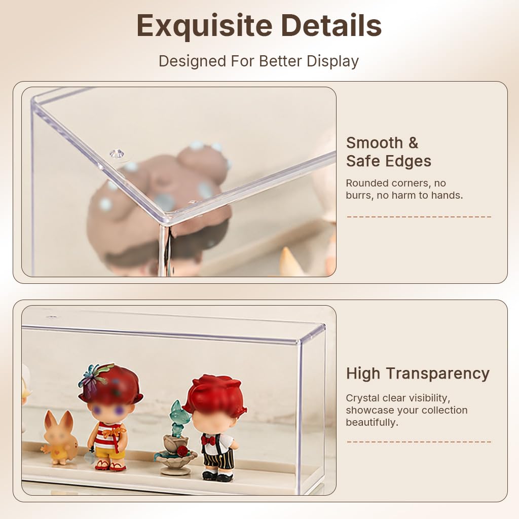 HASTHIP Clear Acrylic Stackable Display Case for Dustproof Figurine and Model Storage