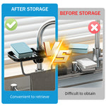 HASTHIP® Kitchen Sponge Holder Dry Rack Dish Rag Rack Drain Rack with Hooks Space Saving Sink Faucet Mount Sponge Holder Hand Soap Holder Tool Organizer