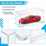 HASTHIP 1/64 Model Car Display Cases, 4 Clear Acrylic Boxes, Stackable with Rounded Edges