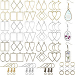 HASTHIP 180-Piece Open Bezel Resin Jewelry Kit with 10 Shapes, 3 Finishes and Earring Hooks