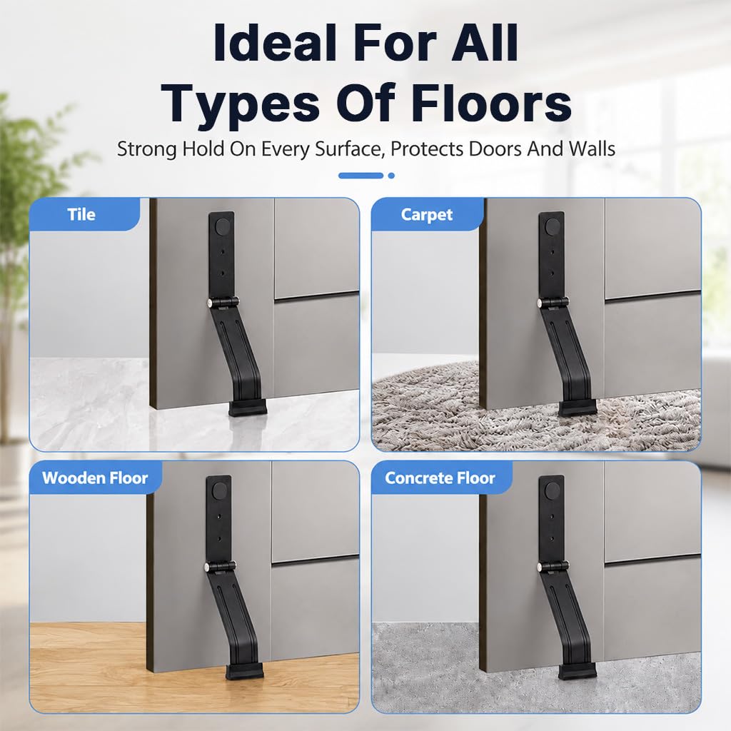 HASTHIP Cold Rolled Steel Kickdown Door Stopper with Non-Slip Rubber Tip and Two Mounting Options