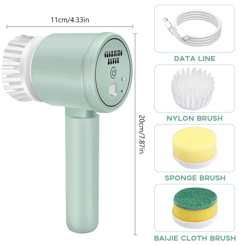 HASTHIP® Electric Cleaning Brush, Cordless Foldable Electric Cleaning Brush, Powerful Cleaning Brush with 3 Replaceable Brush Heads, 2 Adjustable Speeds for Cleaning Kitchen, Bathroom