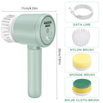 HASTHIP® Electric Cleaning Brush, Cordless Foldable Electric Cleaning Brush, Powerful Cleaning Brush with 3 Replaceable Brush Heads, 2 Adjustable Speeds for Cleaning Kitchen, Bathroom