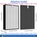 HASTHIP® 2Pcs FY2420/30 FY2422/30 Filter Replacement Compatible with Phil**IPS AC2882, AC2887, A2889, AC3829 Air Purifier, with 1 HEPA Filter and 1 Activated Carbon Filters