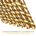 HASTHIP® 99Pcs Drill Bit Set, 135° Tip Titanium Coated High Speed Steel, Twist Drill Bit Kit for Iron,