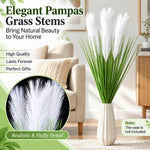 HASTHIP White Artificial Pampas Grass, 90 cm Decorative Stem with Five Fluffy Flowers for Vase Displays