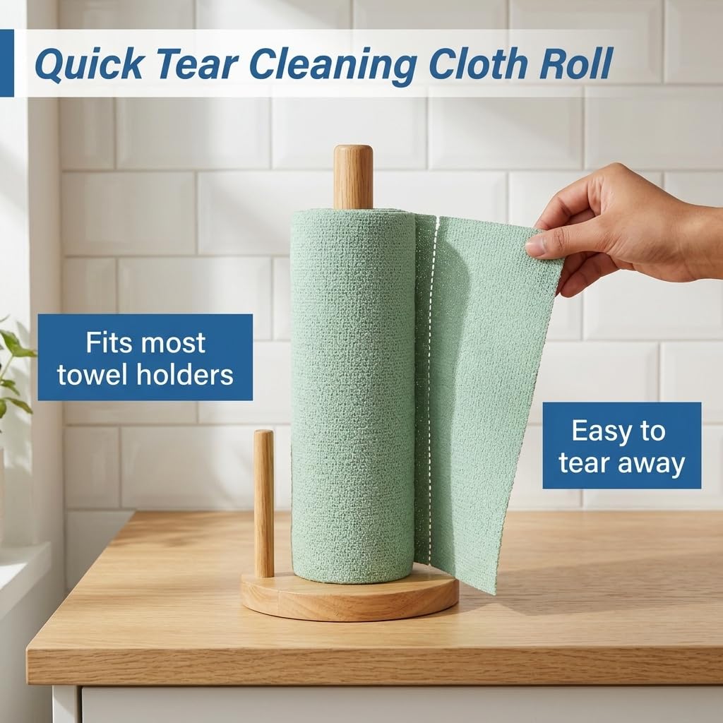 HASTHIP 20 Pcs Microfiber Cleaning Cloth Roll, Reusable Perforated Towels for Home, Kitchen and Car