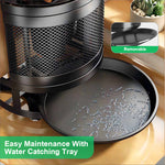 HASTHIP® Kitchen Organizer Rotatable Carbon Steel Multi Compartment Modern Kitchen Utensil Organizer Tableware Draining Rack Cutting Board Rack Cutter Holder Storage Holder with 4 Hooks, 23.5x24cm