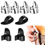 HASTHIP Adjustable 8-Piece Finger and Thumb Picks for Banjo and Guitar, Stainless Steel, Silver and Black