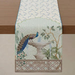 HASTHIP Vintage Peacock Linen Table Runner, Green Landscape Print, 13 x 72 Inches