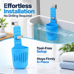 HASTHIP Adjustable Toilet Tank Tablet Holder with Silicone Basket and Rustproof Metal Hooks, Blue