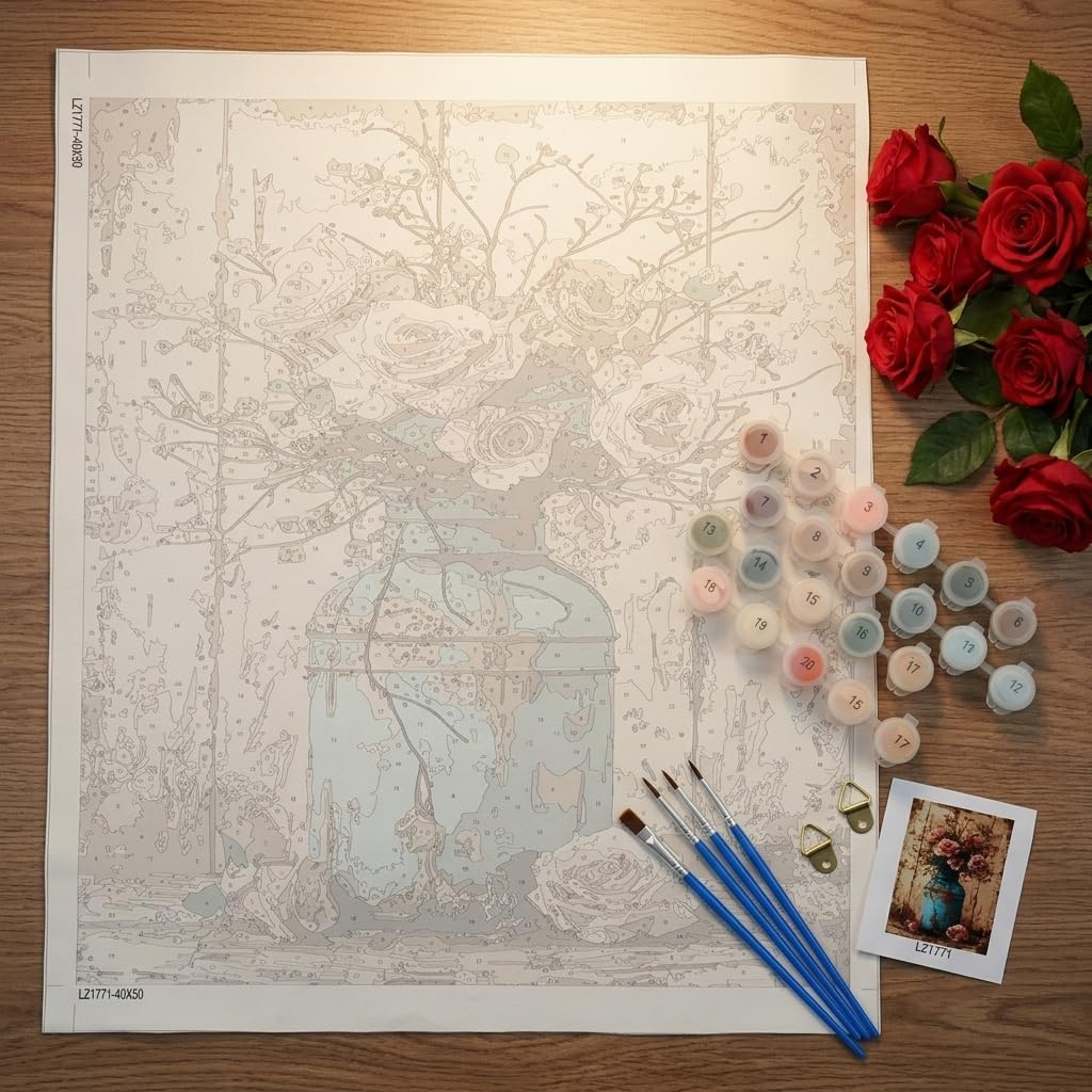 HASTHIP Paint by Number Kit for Adults, 40x50 cm Canvas with Acrylic Paints and Brushes
