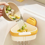HASTHIP Triangular Kitchen Sink Drain Basket with Strong Suction Cups and Press-Release Emptying
