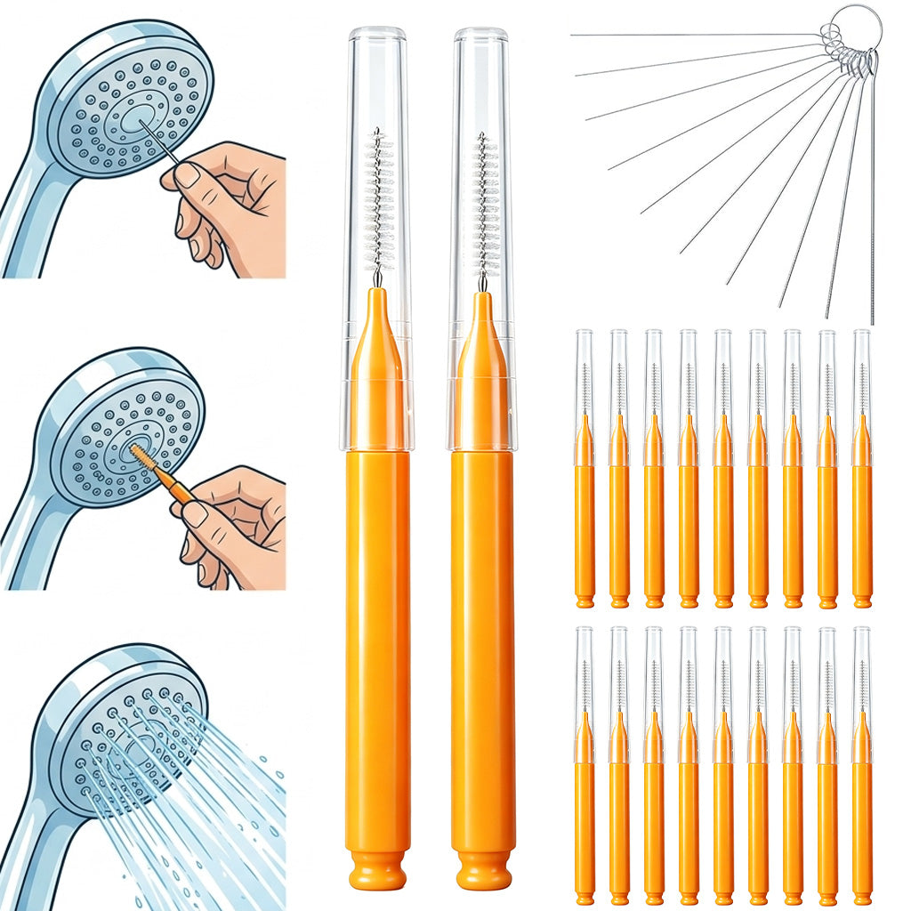 HASTHIP 20-Piece Shower Head Cleaning Set with 10 Capped Brushes and 10 Cleaning Picks