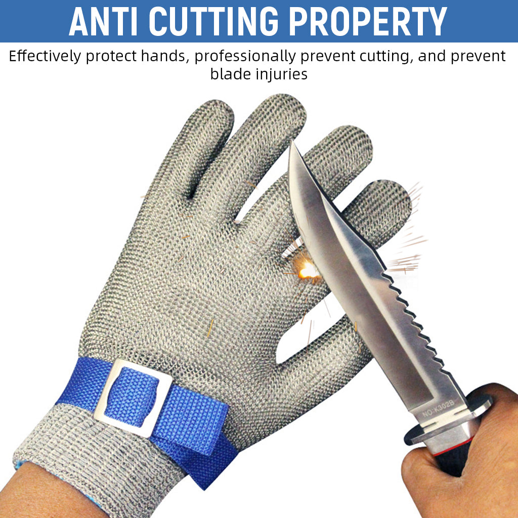 HASTHIP® 1 Pair Work Gloves Stainless Steel Mesh Glove Anti-Cut Work Gloves Stainless Steel Mesh Glove Puncture Proof Safety Glove for Fish Handling, Meat Processing, Metalworking, Gardening