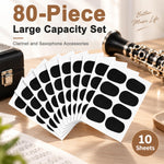 HASTHIP 80 Black Oval Mouthpiece Cushions, 0.8mm Rubber Patches for Alto Saxophone and Bass Clarinet
