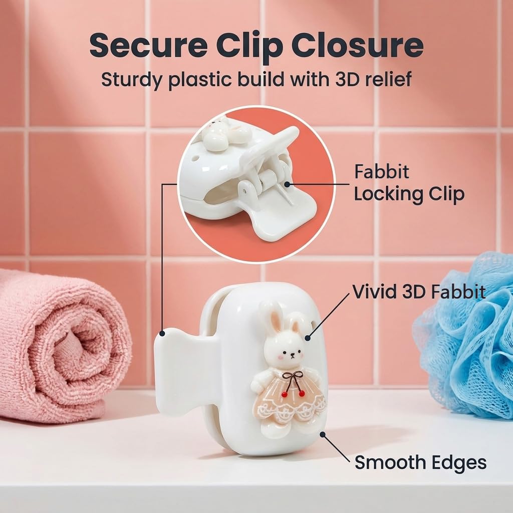 HASTHIP Rabbit-Shaped Toothbrush Covers, 5-Piece Hard Plastic Set with Clip Closure for Travel