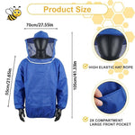 HASTHIP Beekeeping Suit Top with Detachable Veil and Elastic Cuffs for Outdoor Work