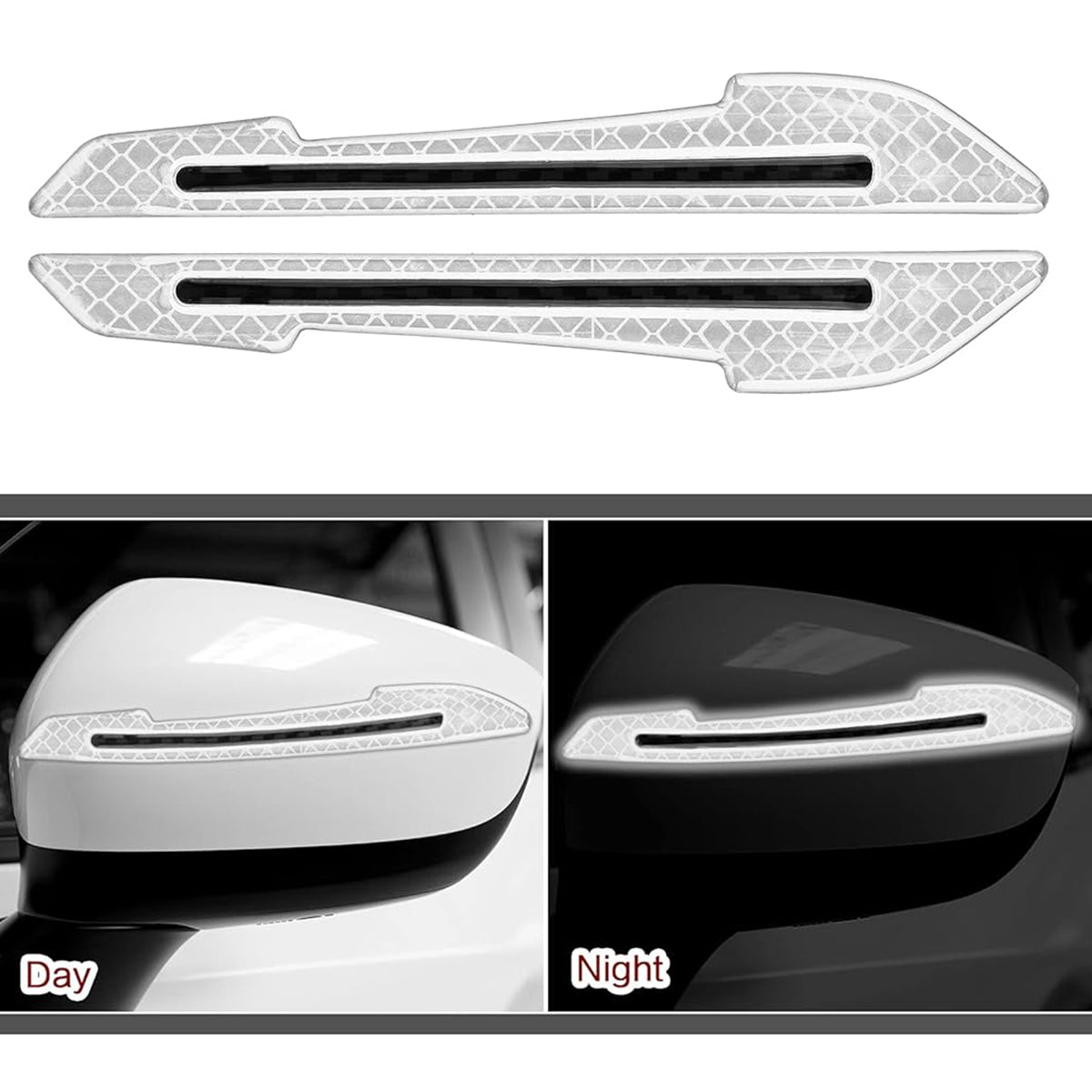 HASTHIP® 16Pcs Car Safety Stickers Cool White Reflective Anti-collision Car Door Stickers Decorative Car Stickers Removable Stickers for Car Door Sill, Door Edge, Handle, Rear Mirror, Rear Trunk