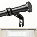 HASTHIP® Carbon Steel Curtain Rod Telescopic 80-182cm, Adjustable Length Extendable Drapery Rod with Wall Mount Brackets, Black Curtain Pole for Windows, Living Room Bedroom Home Decor