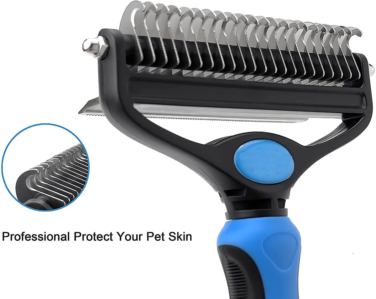 HASTHIP® Dog Brush Dogs Comb, 2 in 1 Deshedding Tool & Dematting Undercoat Rake for Mats & Tangles Removing, Dog Grooming Kit Pet Brush Great for Short to Long Hair Small Large Breed, White