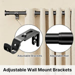 HASTHIP® Carbon Steel Curtain Rod Telescopic 80-182cm, Adjustable Length Extendable Drapery Rod with Wall Mount Brackets, Black Curtain Pole for Windows, Living Room Bedroom Home Decor