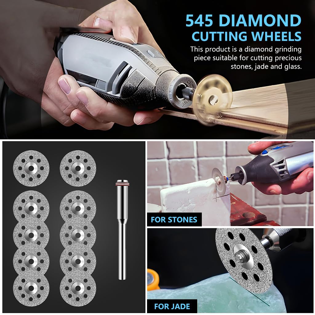 HASTHIP 44-Piece Rotary Tool Accessories Set – HSS Circular Saw Blades, Grinding Discs & Diamond Cutting Wheels for DIY & Repairs