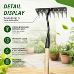 HASTHIP® 8-Tooth Garden Rake, Manganese Steel Hand Rake with Wooden Handle, 30cm Small Gardening Lawn Rake for Soil Loosening, Weeding & Leaf Collecting