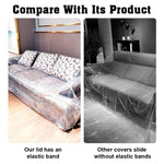 HASTHIP 4-Piece Clear Sofa Covers with Elastic Bands