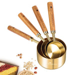 HASTHIP® Golden Flower Shape Coffee & Dessert Spoon Set with Supvox Stainless Steel Measuring Cups & Spoons, Baking Tools, 12 Pc Combo for Kitchen, DIY Crafts, Journaling & Planners