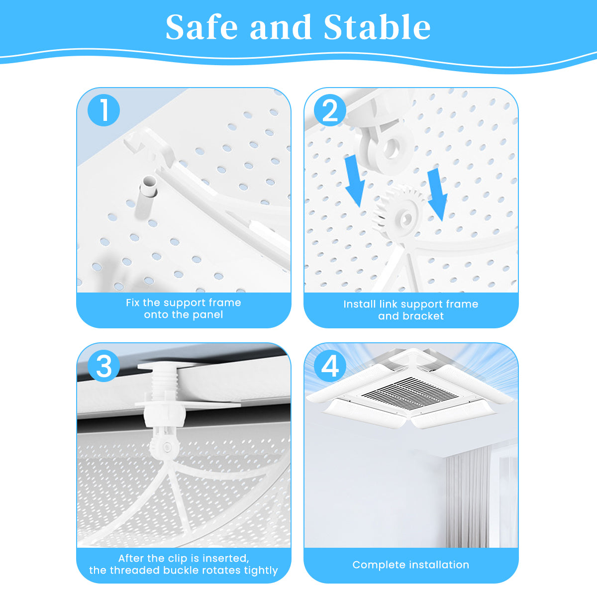 HASTHIP® 1Pcs Air Deflector for Ceiling AC Adjustable Clip-on Deflector for Ceiling Cassette Air Conditioner Universal Deflector Condensation Prevention Air Deflector Panel, 23.6x10.6 inches