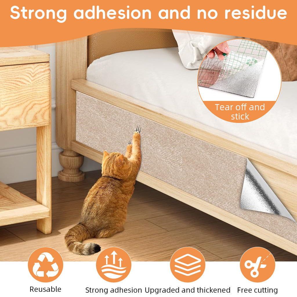 HASTHIP® 1PCS 39.4"x15.8" Self-Adhesive Cat Scratch Mats – Trimmable DIY Cat Scratcher Pads for Couch