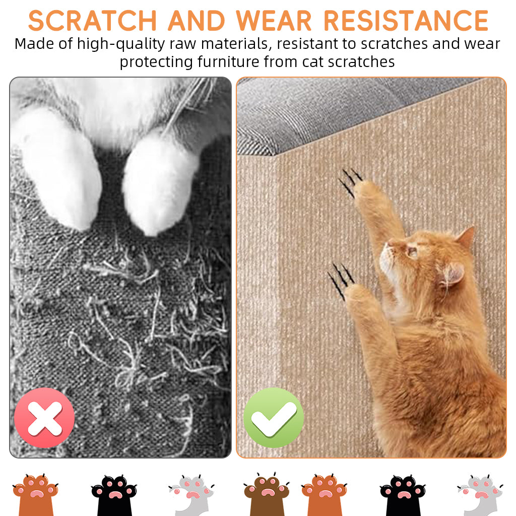 HASTHIP® 1PCS 39.4"x15.8" Self-Adhesive Cat Scratch Mats – Trimmable DIY Cat Scratcher Pads for Couch