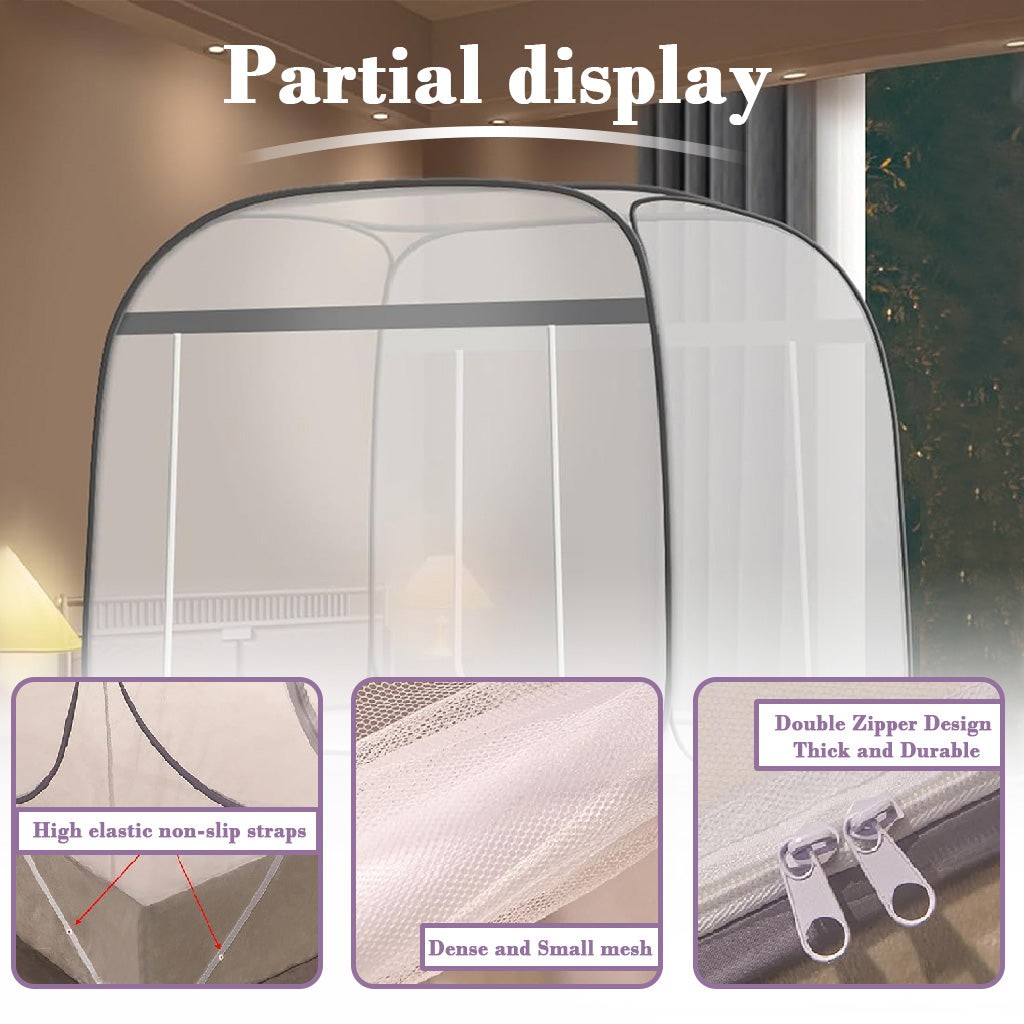 HASTHIP® Pop-up Mosquito Tent for Bed Fine Mesh, Fine Mesh Breathable Mosquito Net for Double Bed, Full-sized Bed 57 inches High, Duble Side Zip-up Mesh Door Design