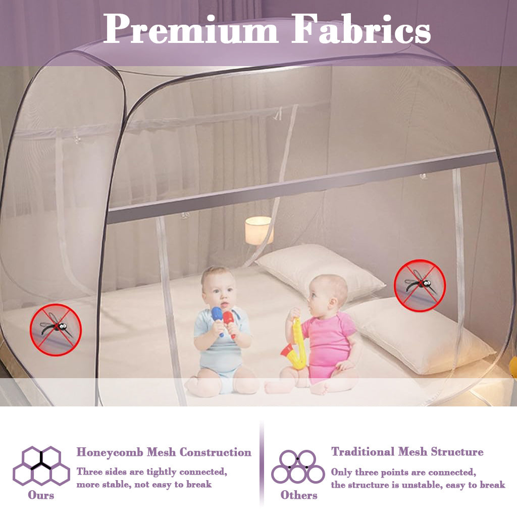 HASTHIP® Pop-up Mosquito Tent for Bed Fine Mesh, Fine Mesh Breathable Mosquito Net for Double Bed, Full-sized Bed 57 inches High, Duble Side Zip-up Mesh Door Design