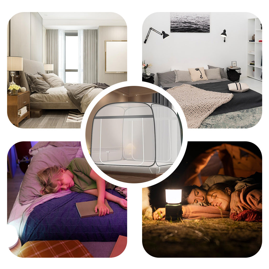 HASTHIP® Pop-up Mosquito Tent for Bed Fine Mesh, Fine Mesh Breathable Mosquito Net for Double Bed, Full-sized Bed 57 inches High, Duble Side Zip-up Mesh Door Design