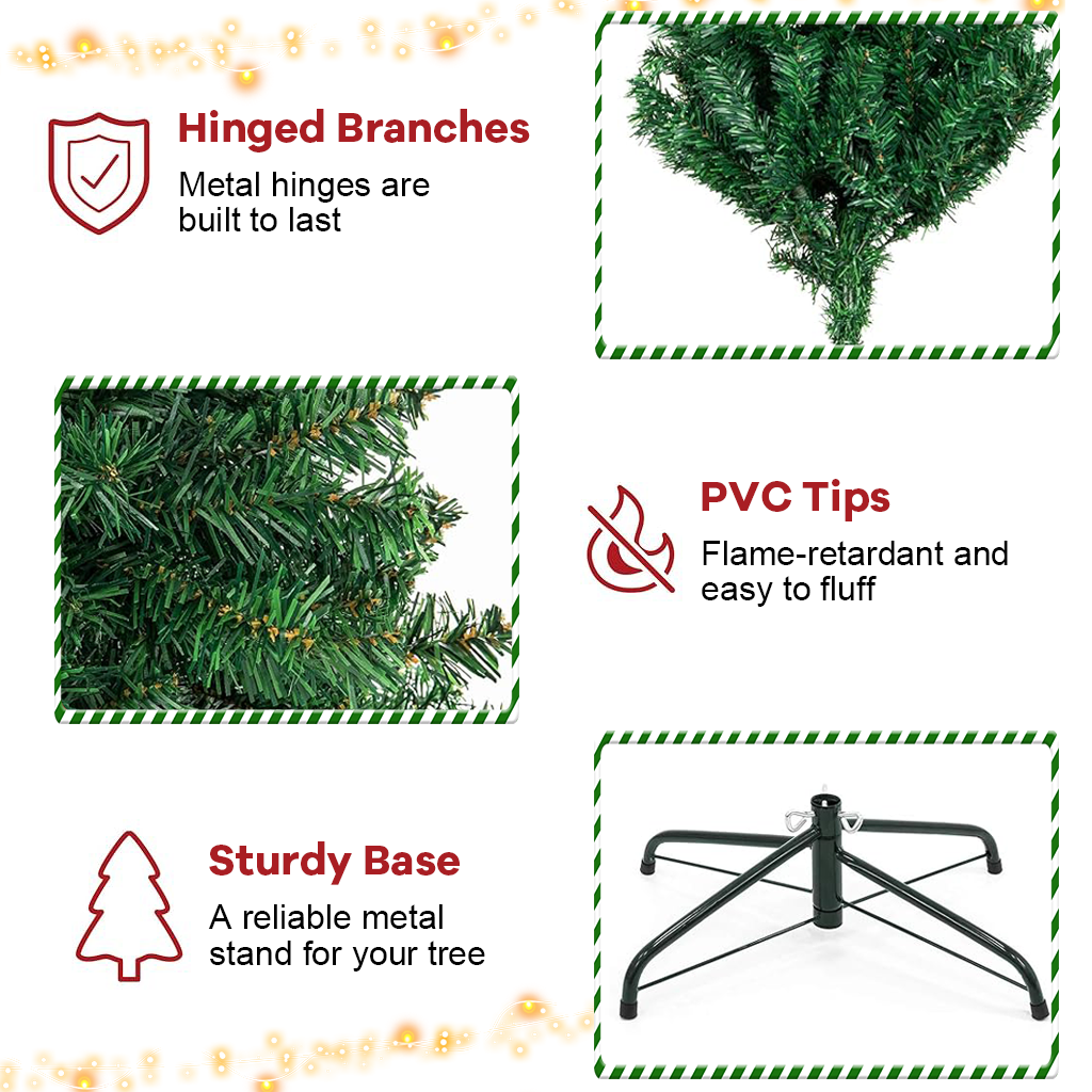 HASTHIP® Artificial Christmas Tree 6ft, Premium Full Branch Tips Xmas Tree for Home Office