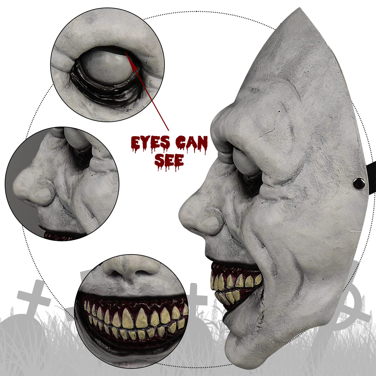 HASTHIP® Halloween Skull Mask Scary Full Head Latex Horror Costume, Realistic Skeleton Masque for Cosplay, Party, Carnival, Masquerade, Halloween Props - Grey
