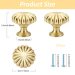 HASTHIP® 2 Pack Cabinet Handles, Brushed Brass Round Drawer Pulls, Soft Gold Knobs for Kitchen Cabinets, Dresser, Wardrobe, Cupboard Furniture Hardware